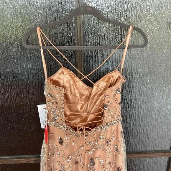 Mac Duggal 68049 Nude Embellished Sleeveless Lace Up Gown 4 NEW $498 - Picture 8 of 11